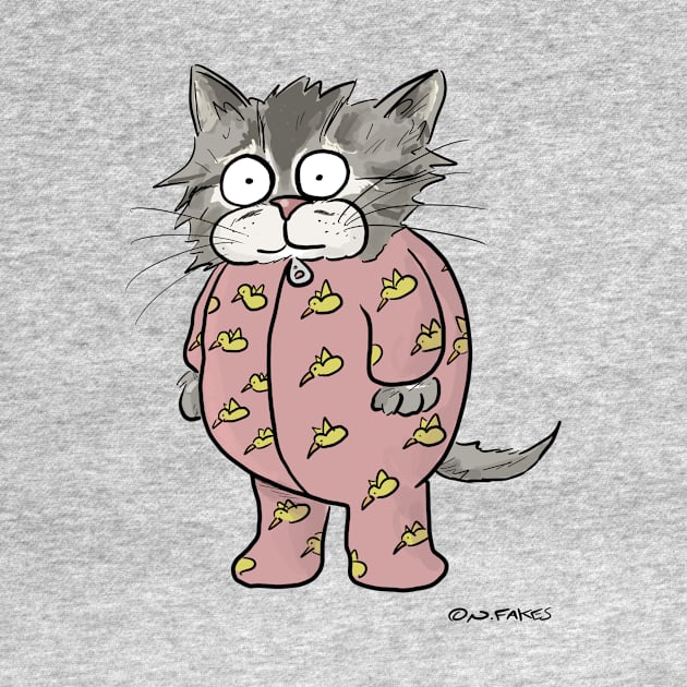 Crazy Kitten in Pink Pajamas by cartoonistnate